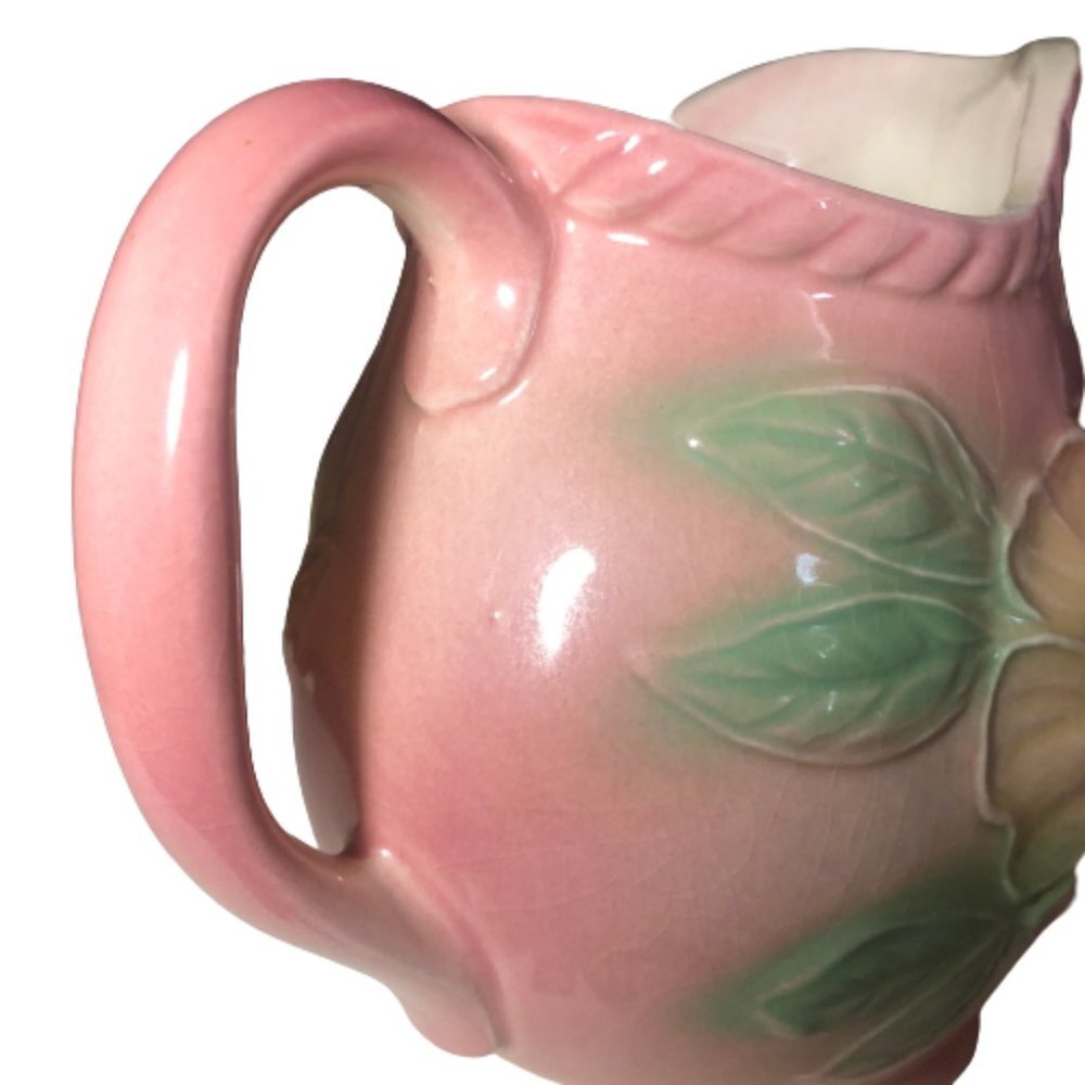 2/$30 Vintage  Hull USA Pottery Pitcher jug vase pink dogwood  flower - Picture 6 of 11